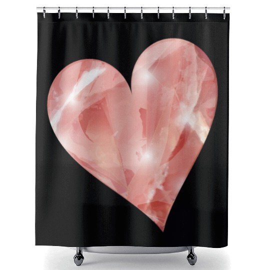 pink rose quartz crystal motif as a heart Shower Curtains