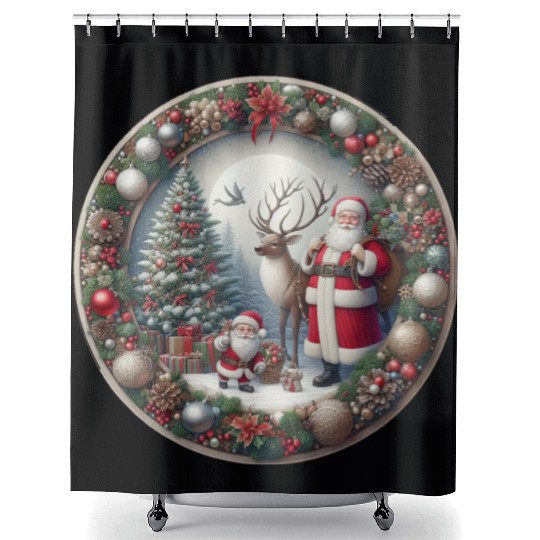 Happy Santa Claus: Traditional Christmas Image Shower Curtains
