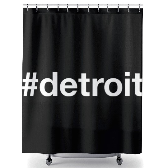 DETROIT Hashtag Shower Curtains