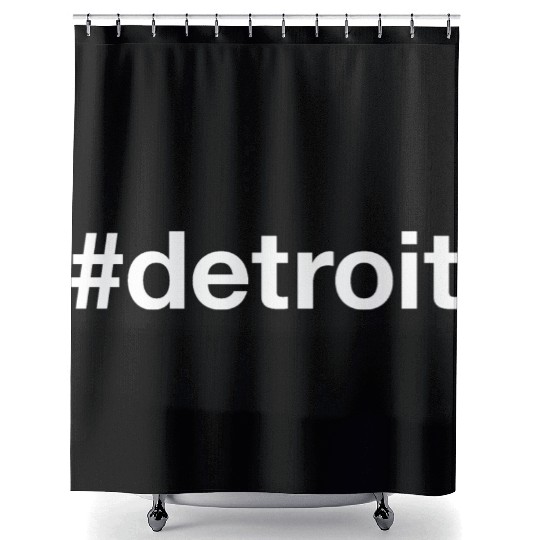 DETROIT Hashtag Shower Curtains