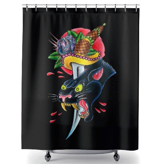 Angry Panther Shower Curtains