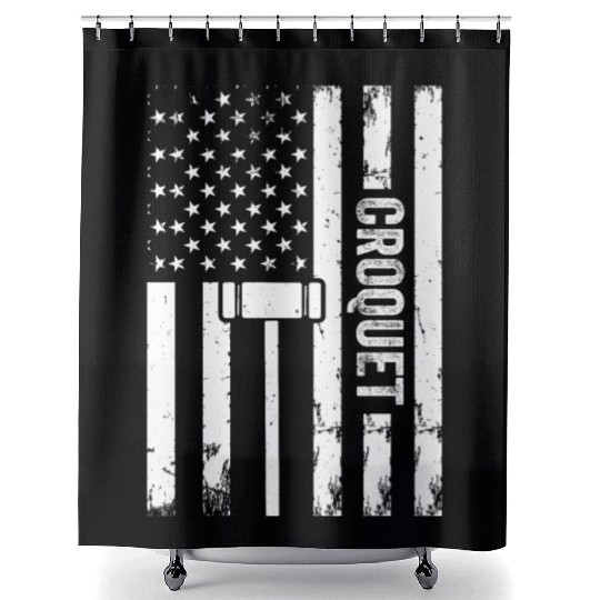 Croquet Player Croquet US Flag Croquet Shower Curtains