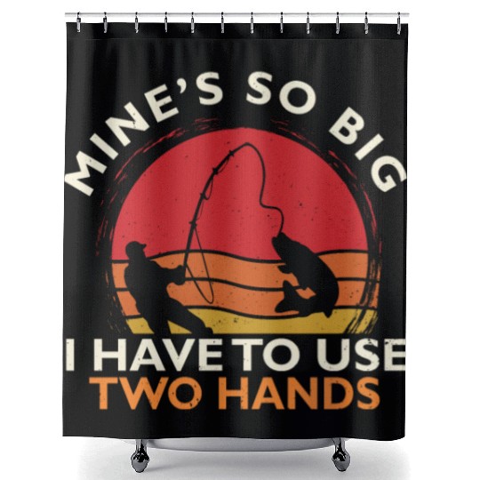 Funny Fishing Mine's Big Use Two Hands Bass Fish Shower Curtains