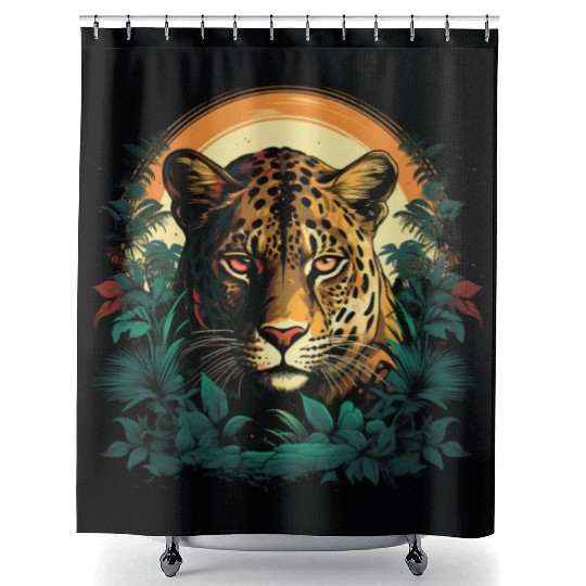 The cheetah and hiding among the trees Shower Curtains