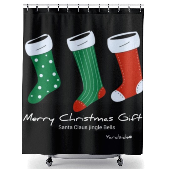 Santa Claus jingle Bell Merry Christmas Gift socks Shower Curtains