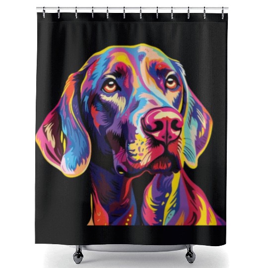Watercolor Colorful Weimaraner Shower Curtains