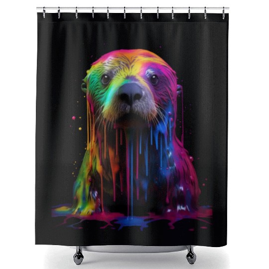 Rainbow Sea Otter Shower Curtains