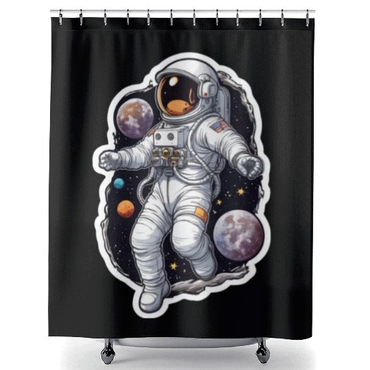 Clothing Apparel t-shir Galaxy astronaut themes Shower Curtains