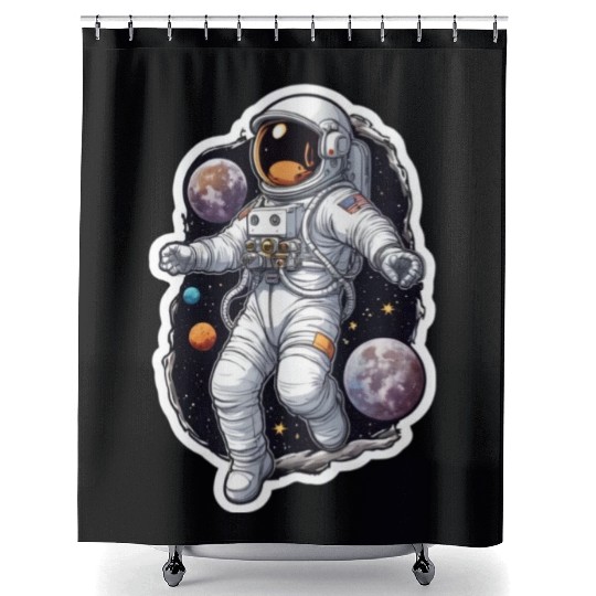 Clothing Apparel t-shir Galaxy astronaut themes Shower Curtains