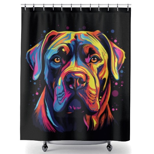 Watercolor Colorful Cane Corso Shower Curtains