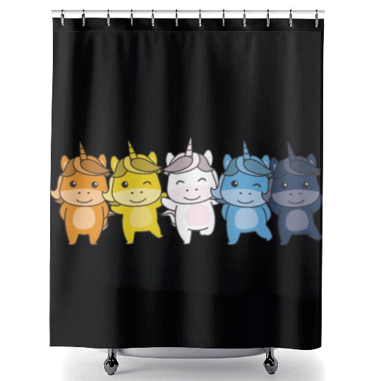 Aroace Flag Pride Lgbtq Cute Unicorn Shower Curtains