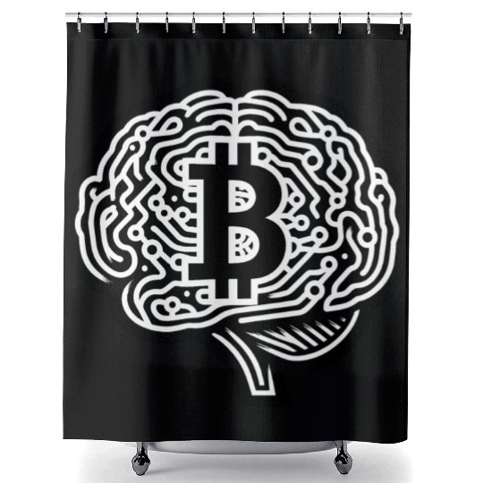 Bitcoin symbol crypto coins brain mindset 3 Shower Curtains