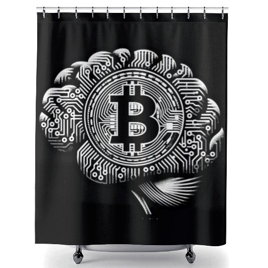 Bitcoin symbol crypto coins brain mindset 5 Shower Curtains