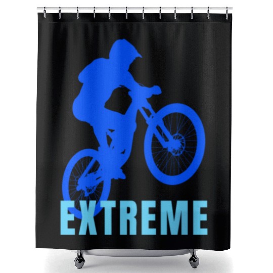 Mountain Bike (blue and light blue design) Shower Curtains