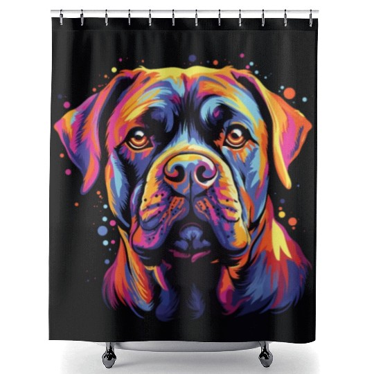 Watercolor Colorful Cane Corso Shower Curtains