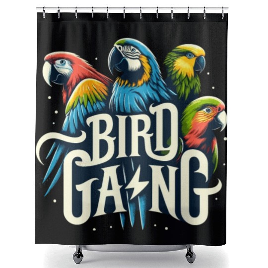 Bird Gang Parrot Funny Birder Flock Owner Macaw Shower Curtains