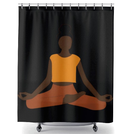 Black female yoga practitioner yogini Woman asana Shower Curtains