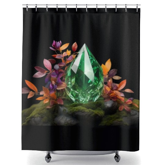 green crystal Shower Curtains
