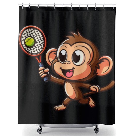 Monkeys in Tennis and Badminton Duel - Hilarious Shower Curtains