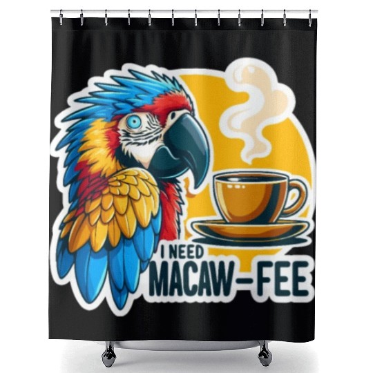 Blue Gold Macaw Macaw-Fee Coffee Lover Shower Curtains