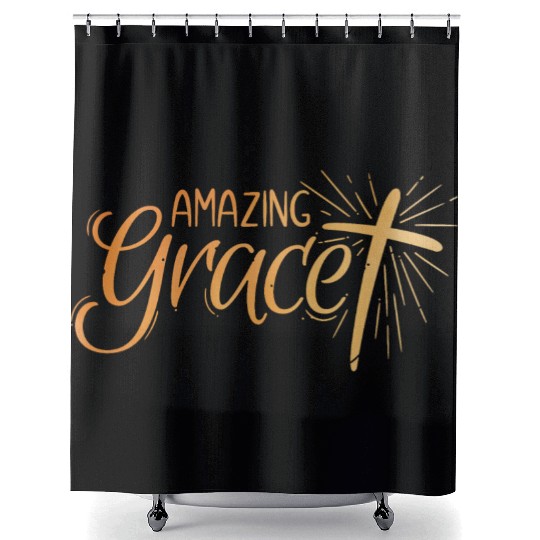 Amazing Grace Lettering Shower Curtains