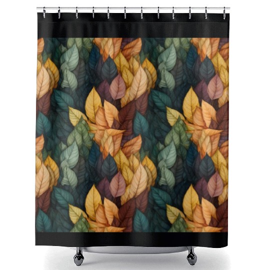 Colorful Fall Leaves Pattern Shower Curtains