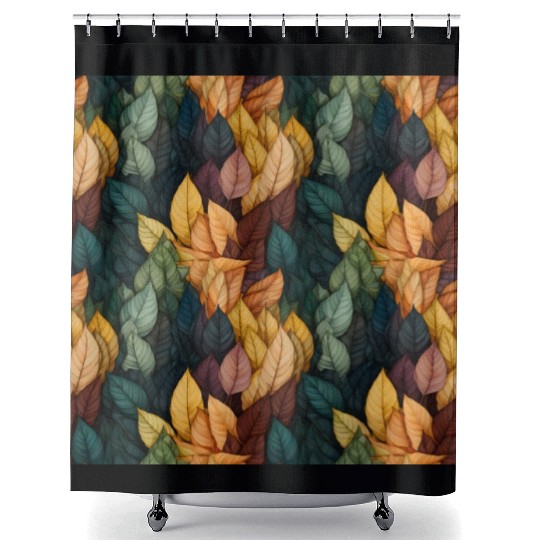 Colorful Fall Leaves Pattern Shower Curtains
