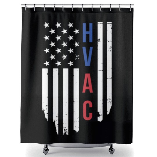 HVAC Technician US American Flag HVAC Mechanic Shower Curtains