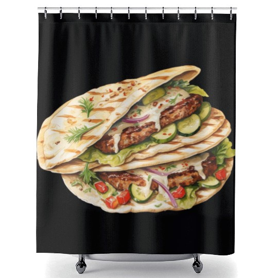 Greek Gyros With Tzatziki Sauce Shower Curtains