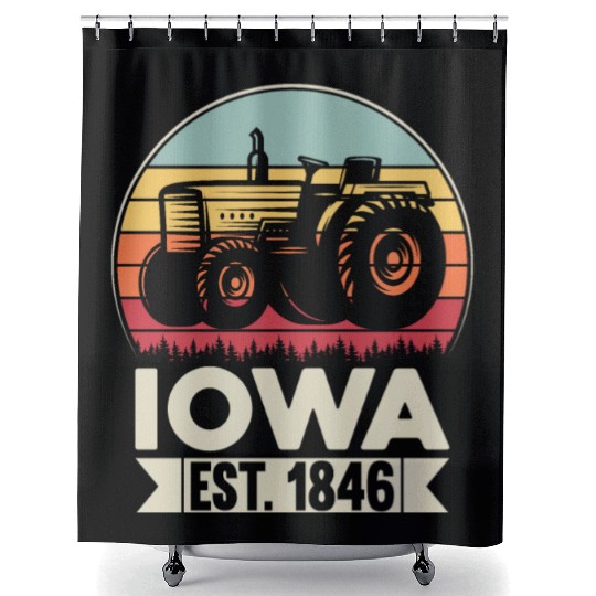 Iowa Vintage Tractor Farmer Gifts Shower Curtains