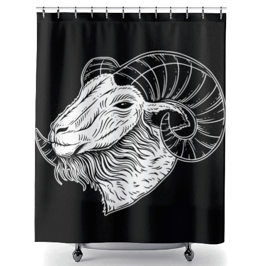 Baphomet Goat Devil Horn Head Shower Curtains