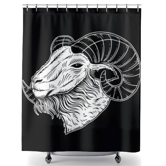 Baphomet Goat Devil Horn Head Shower Curtains