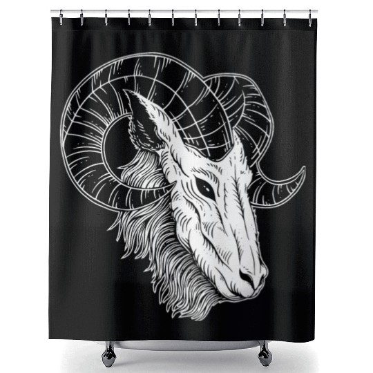 Dark Devil Baphomet Goat Head Shower Curtains