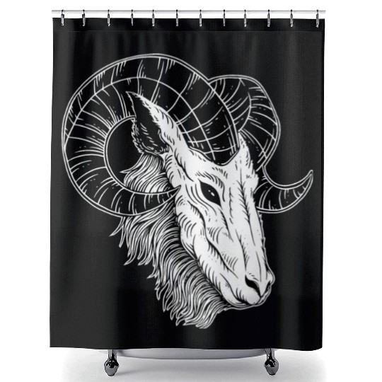 Dark Devil Baphomet Goat Head Shower Curtains