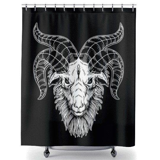Devil Baphomet Goat Head Shower Curtains