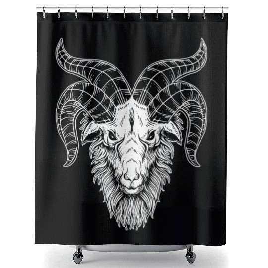 Devil Baphomet Goat Head Shower Curtains