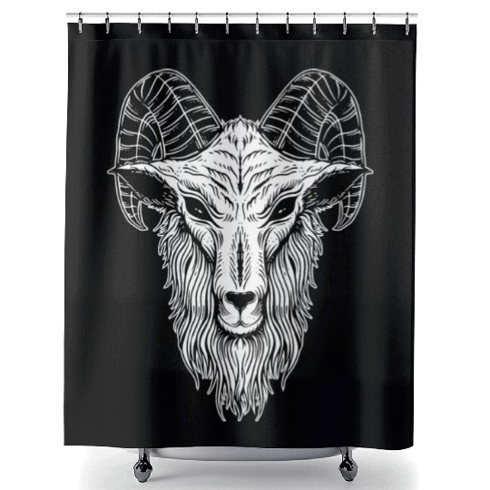 Baphomet Goat Devil Head Shower Curtains