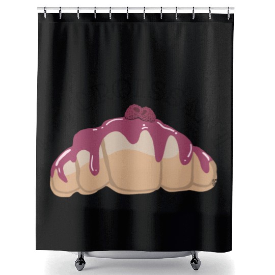 Be My Croissant Doodle Shower Curtains