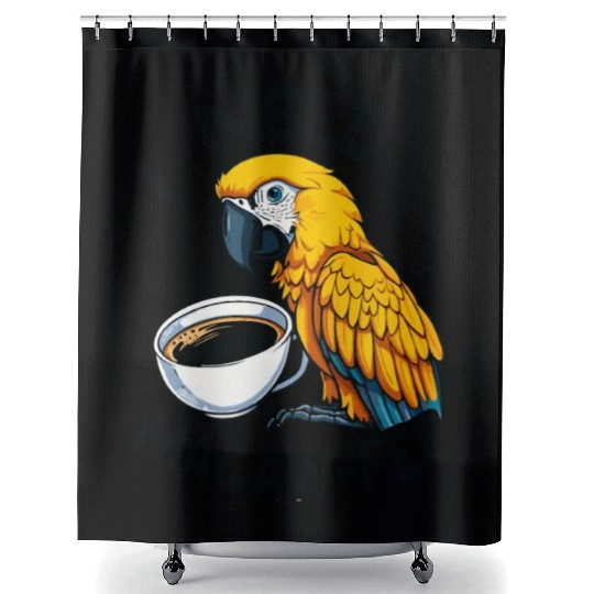 Gold Macaw Macaw-Fee Coffee Lover Shower Curtains