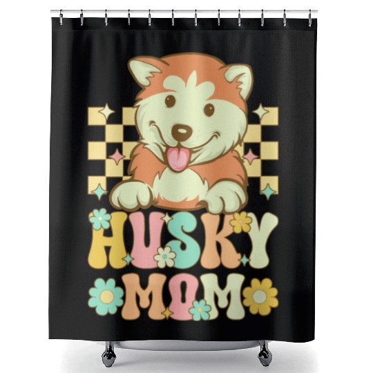 Groovy Siberian Husky Female Dog Lover Shower Curtains