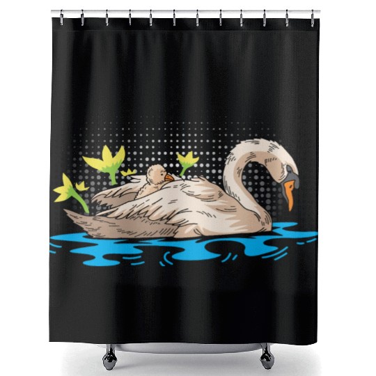 Mother Child Swan Zookeeper Gift Shower Curtains