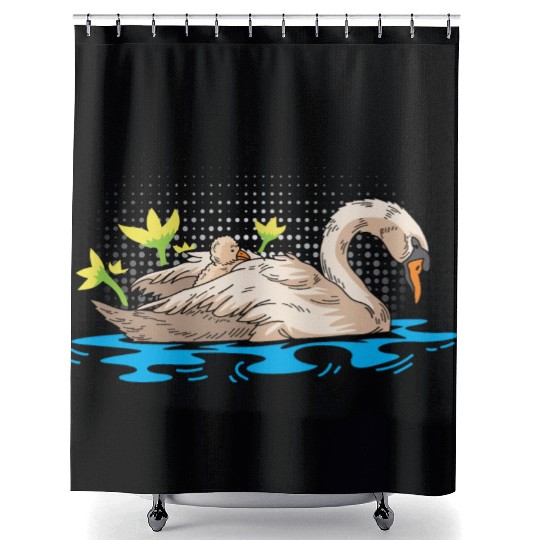 Mother Child Swan Zookeeper Gift Shower Curtains