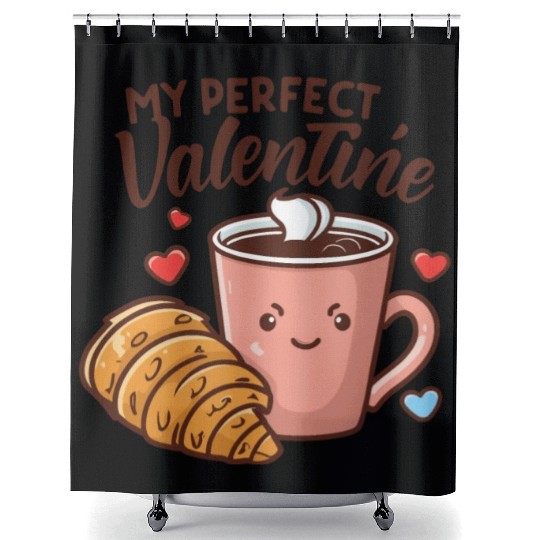 Coffee and Croissant | My Perfect Valentine Shower Curtains