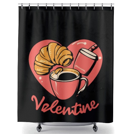 Coffee and Croissant | My Perfect Valentine Shower Curtains