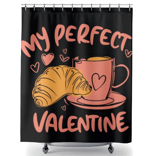 Coffee and Croissant | My Perfect Valentine Shower Curtains