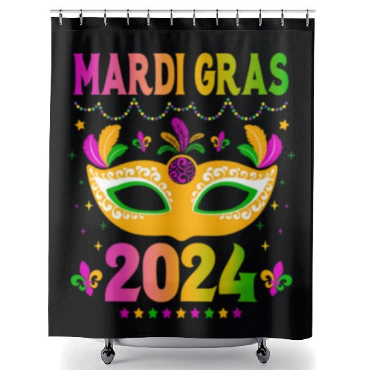 Mardi Gras 2024 Funny Mardi Gras Mask Costume Shower Curtains
