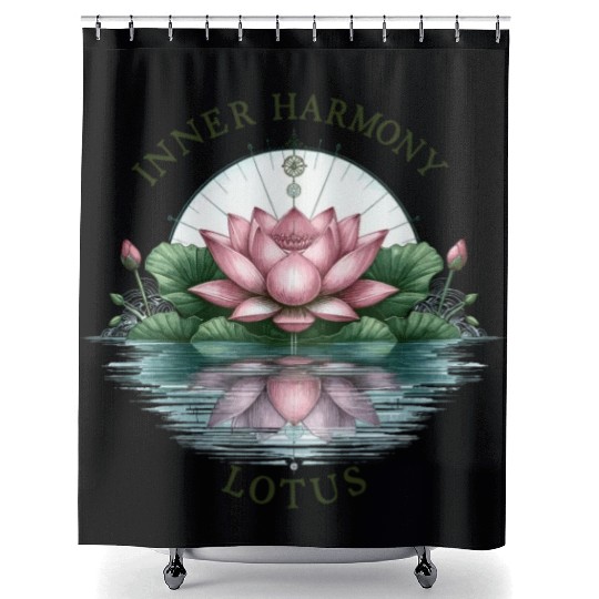 Inner Harmony Lotus - Serene Water & Flower Design Shower Curtains