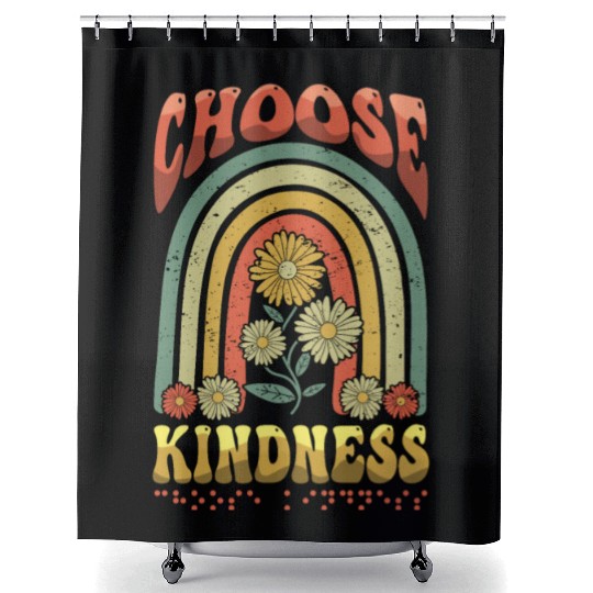 Choose Kindness Braille Alphabet Braille Retro Shower Curtains