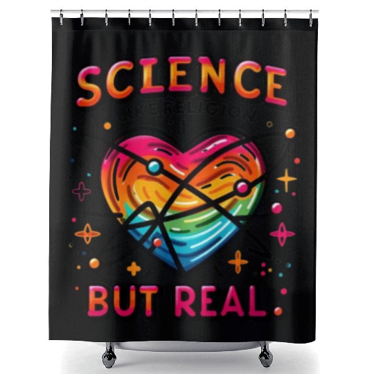 science like religion, but real Atheist Atheism Shower Curtains