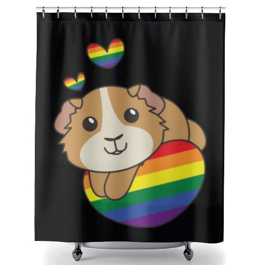 Rainbow Flag Pride Lgbtq Cute Guinea Pig Love Shower Curtains